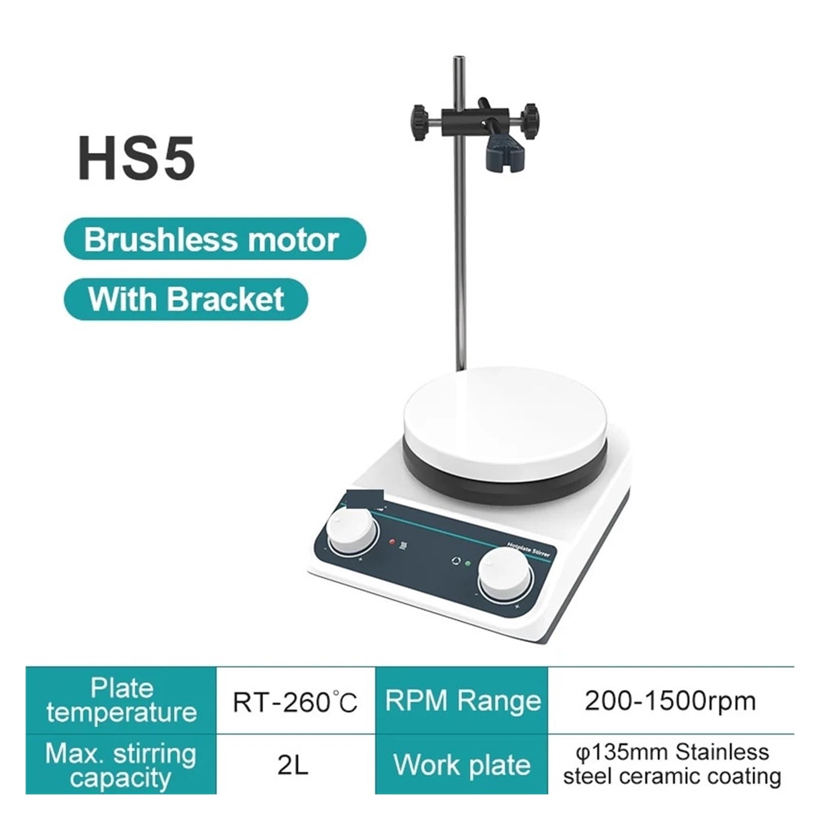 LABOR-Rührer, Magnetrührer mit Heizrührer, Labor-Thermostat-Digitalanzeige, Magnetmischer, Heizplatte(HS5Pro(2L LCD))