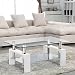 SUNCOO Coffee End Side Table with Shelves Living Room Furniture Rectangle Shape Clear Glass Top&Glossy White Finih Legs
