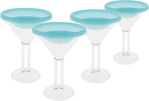 Vista 8 de LipLidz - Vasos de Martini reutilizables, paquete de 4, vasos de plástico sin BPA de doble tallo de 10 onzas con tapa, hechas en Estados Unidos