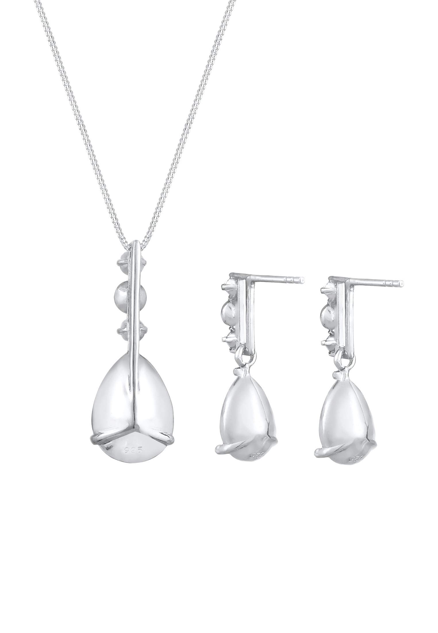 Elli PREMIUM Set di Gioielli da Donna, Goccia Nobile con Cristalli, in Argento 925, Placcato Oro Rosa