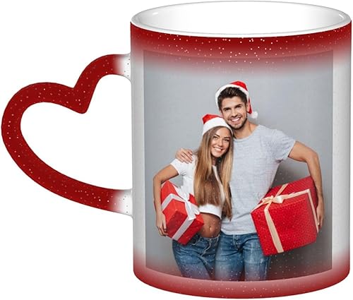 Taza mágica personalizada, taza de café con foto personalizada que cambia de color, con mango en forma de corazón, taza de cerámica, regalo para