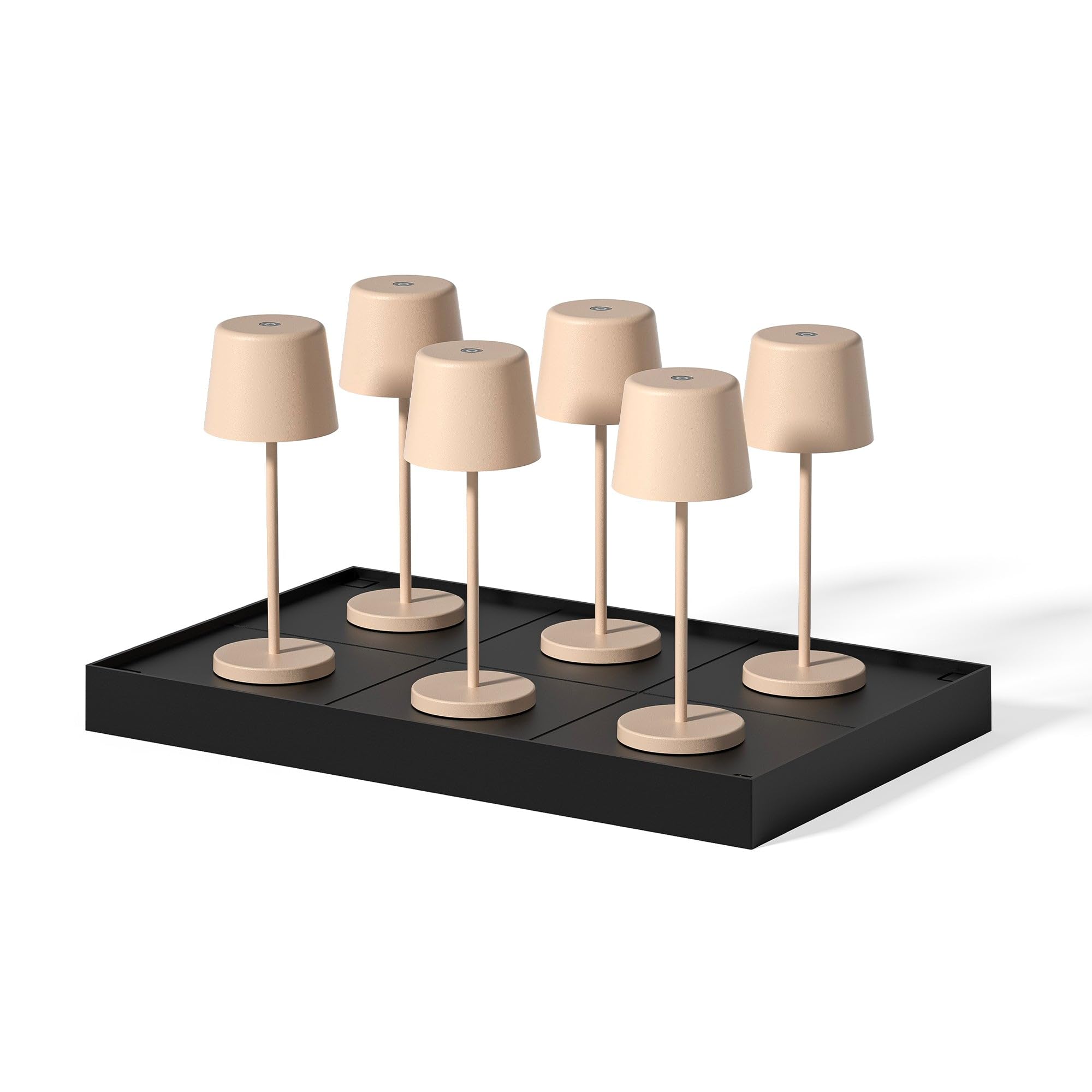 Lumisky KELLYL Mini Tischleuchte, kabellos, Aluminium, LED, Weiß, dimmbar, Höhe 22 cm, mit Ladeplatte, 6 Stück