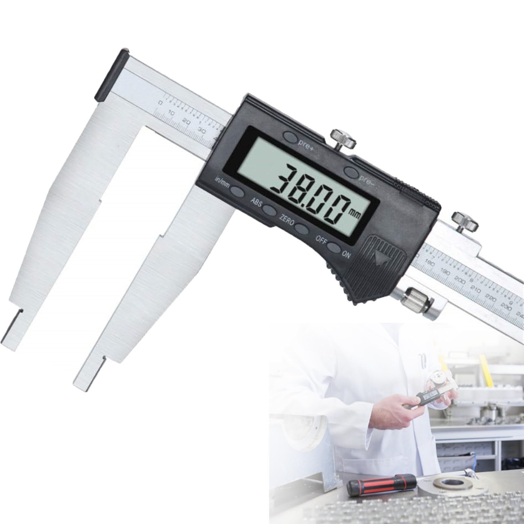 Cyfrowy suwmiarka 0-800mm/31,5 cala Duży zakres Długa szczęka Narzędzie pomiarowe, stal nierdzewna Wewnętrzna/Zewnętrzna suwmiarka elektroniczna z mikrometrem z wyświetlaczem LCD