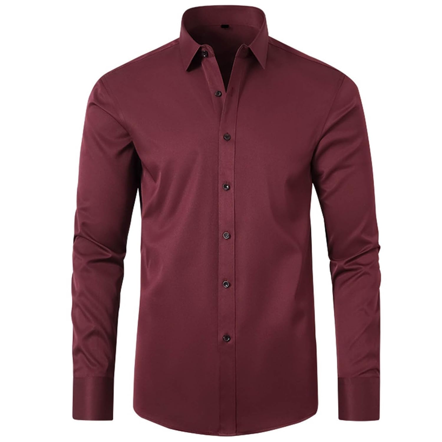 Mens Long Sleeve Dress Shirt Solid Slim Fit Casual Business Stretch Wrinkle-Free Classic Formal Button Up Dress Shirts