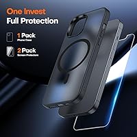 Vista 475 de TAURI Funda magnética 2 en 1 transparente para iPhone 14 Pro, compatible con Magsafe [no amarillenta] con protector de pantalla, protección de grado