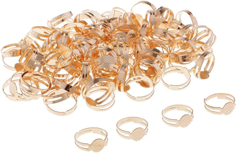 Enakshi® 100 Pieces Adjustable Ring Blank Cabochon Bezel Base Settings Tray Gold|Crafts | Beads & Jewelry Making | Jewelry Findings | Ring Blanks & Ring Bases