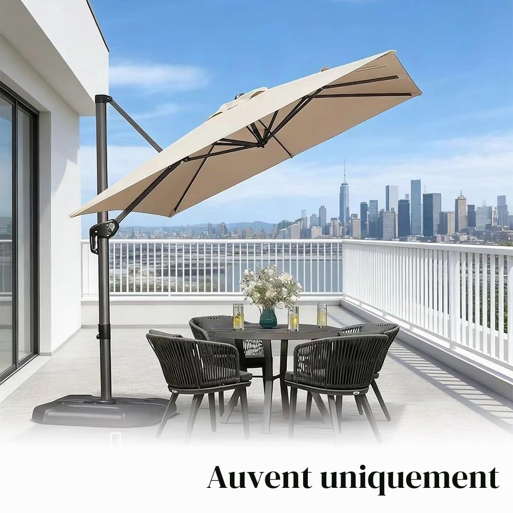 3.0x3.0m Housse De Rechange pour Parasol Rectangulaire Toile De Rechange pour Parasol Carré Dessus De Parapluie De Remplacement per Déporté Parapluie
