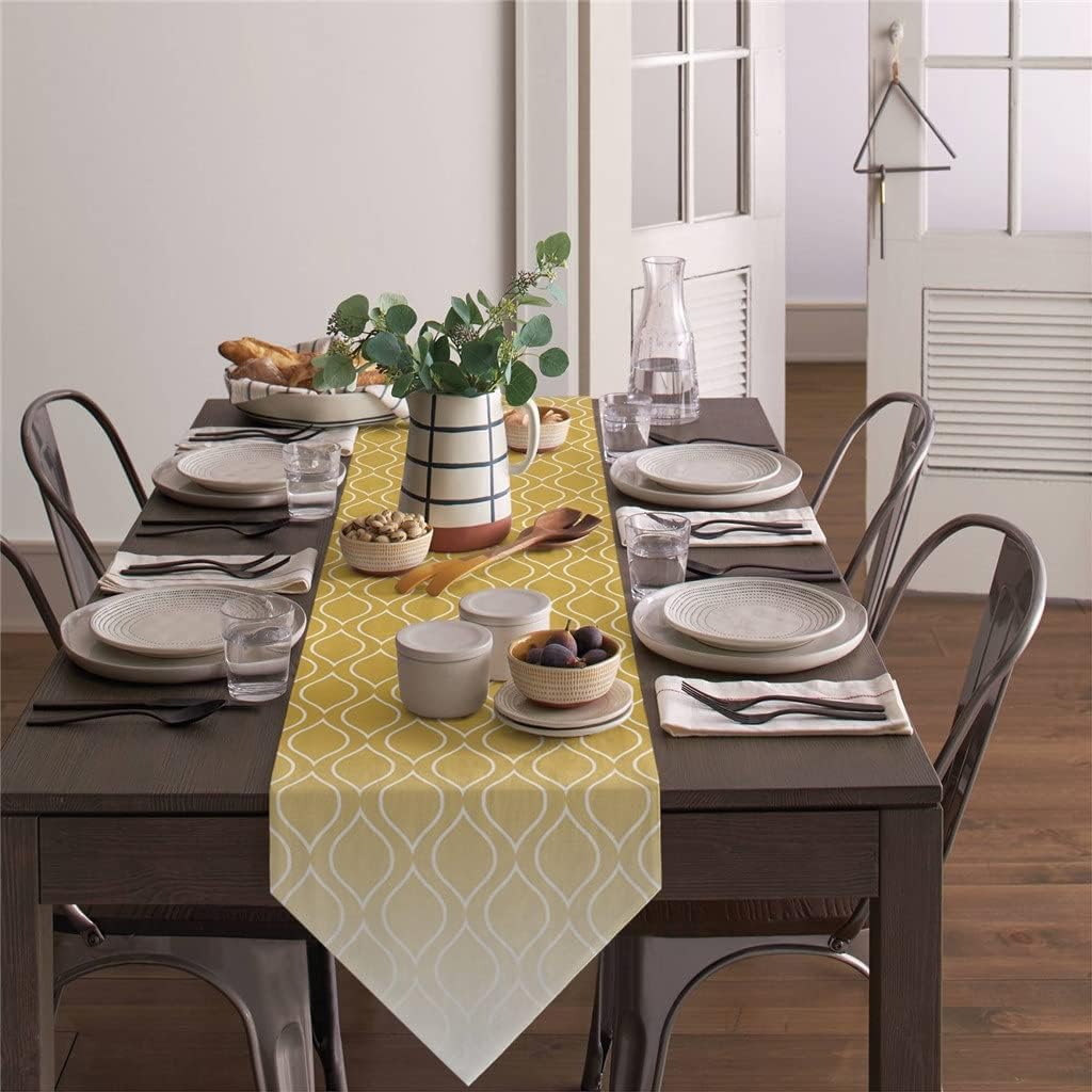 Morocco Yellow Gradient Table Runner for Wedding Banquet Home Festival Party Dinning Table Decoration Table Runner(46x183cm)