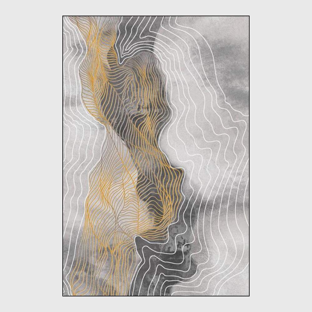 Salon Lavable Tapis Chambre Tapis Rectangulaire Tapis Gris Jaune Intérieur Antidérapant Tapis,160 x 230 cm