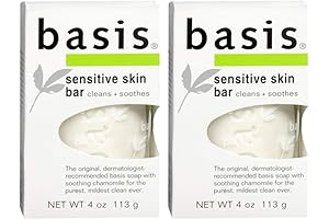 Basis Sensitive Skin Bar Soap, 4oz Per Bar (2 Pack)