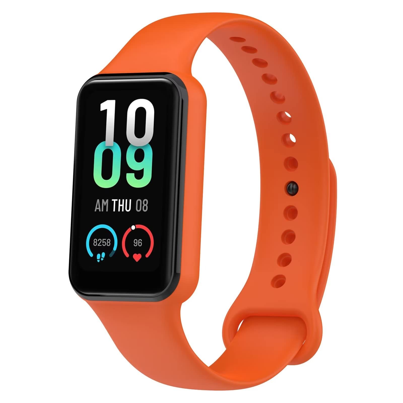 FTRONGRT Soft Silicone Watch Strap for Amazfit Band 7, Replacement Wristband Bands Bracelet - Orange