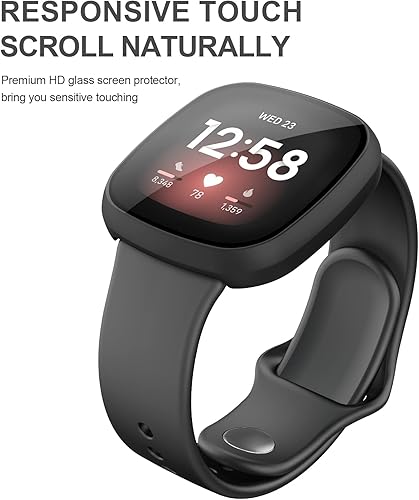 Miniatura 3 de Funda protectora de pantalla compatible con Fitbit Versa 3, paquete de 3 carcasa protectora completa de policarbonato duro para Fitbit Versa 3 y