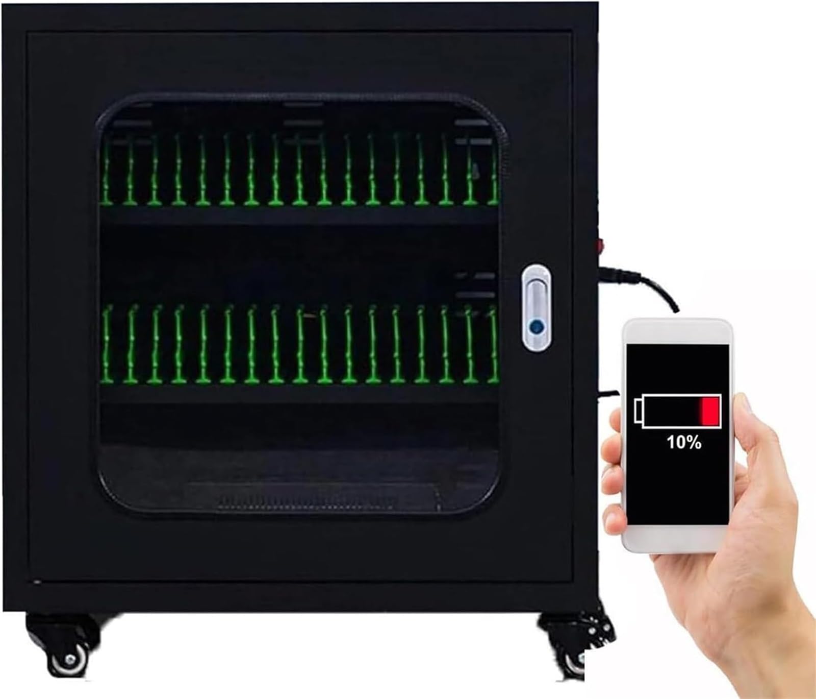 GTHTUHFD Mobile Phone Charging Stations With Wheels Rechargeable Charging Cabinet & Locker Secure Combination Lock Ideal For Schools Churches & Airports - Convenient Charging,One Color-30Slots