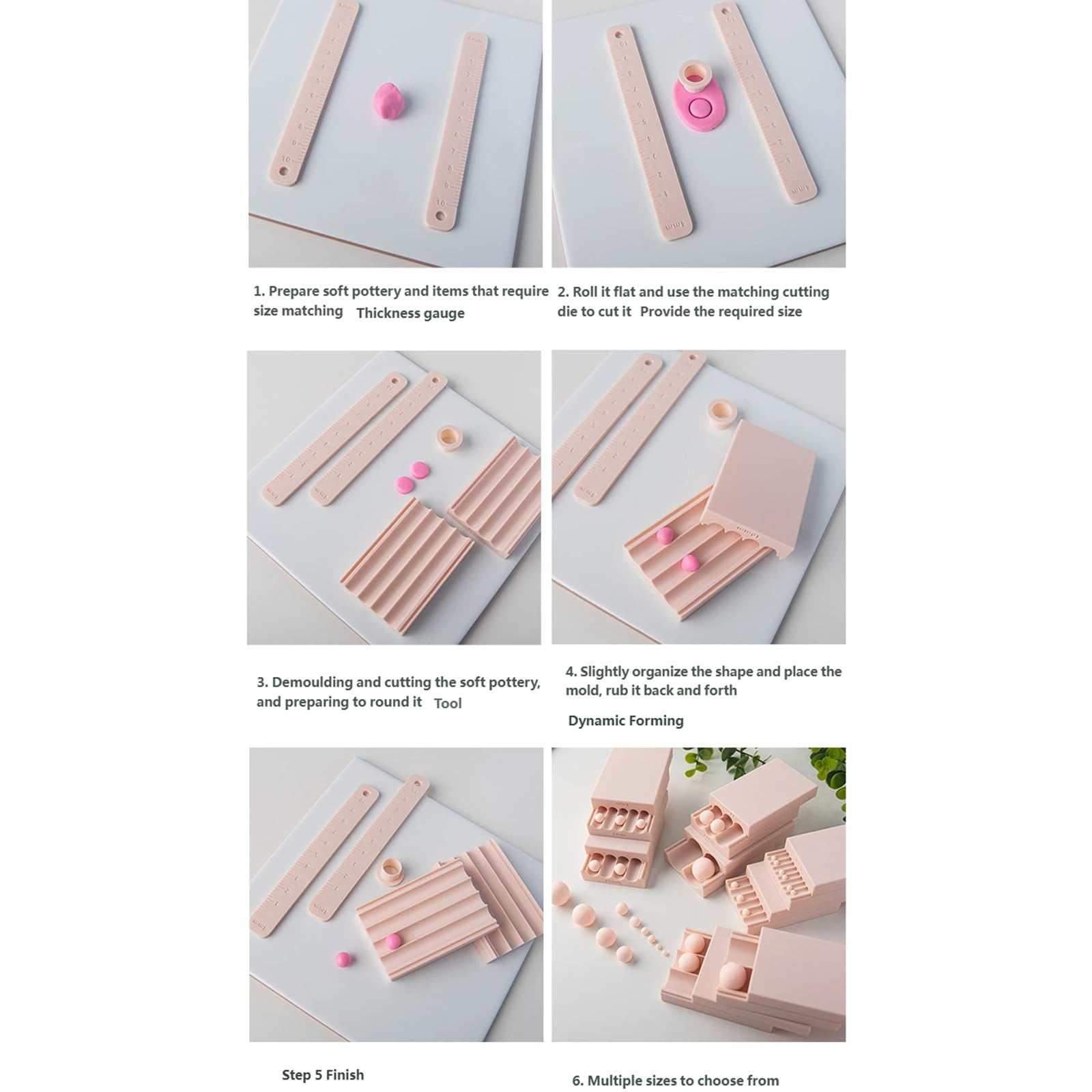 Juego de moldes de bolas redondas de resistente, molde de diseño profesional para esferas perfectas en creaciones de arte de arcilla, modelo de arcilla