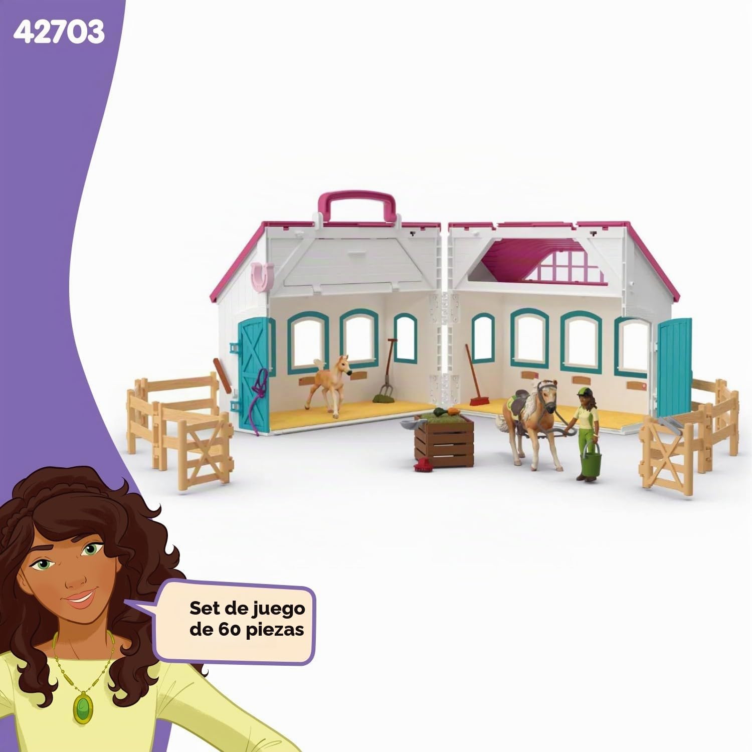 Schleich Horse Club | Establo portátil “Herradura” 42703 | 60 Piezas