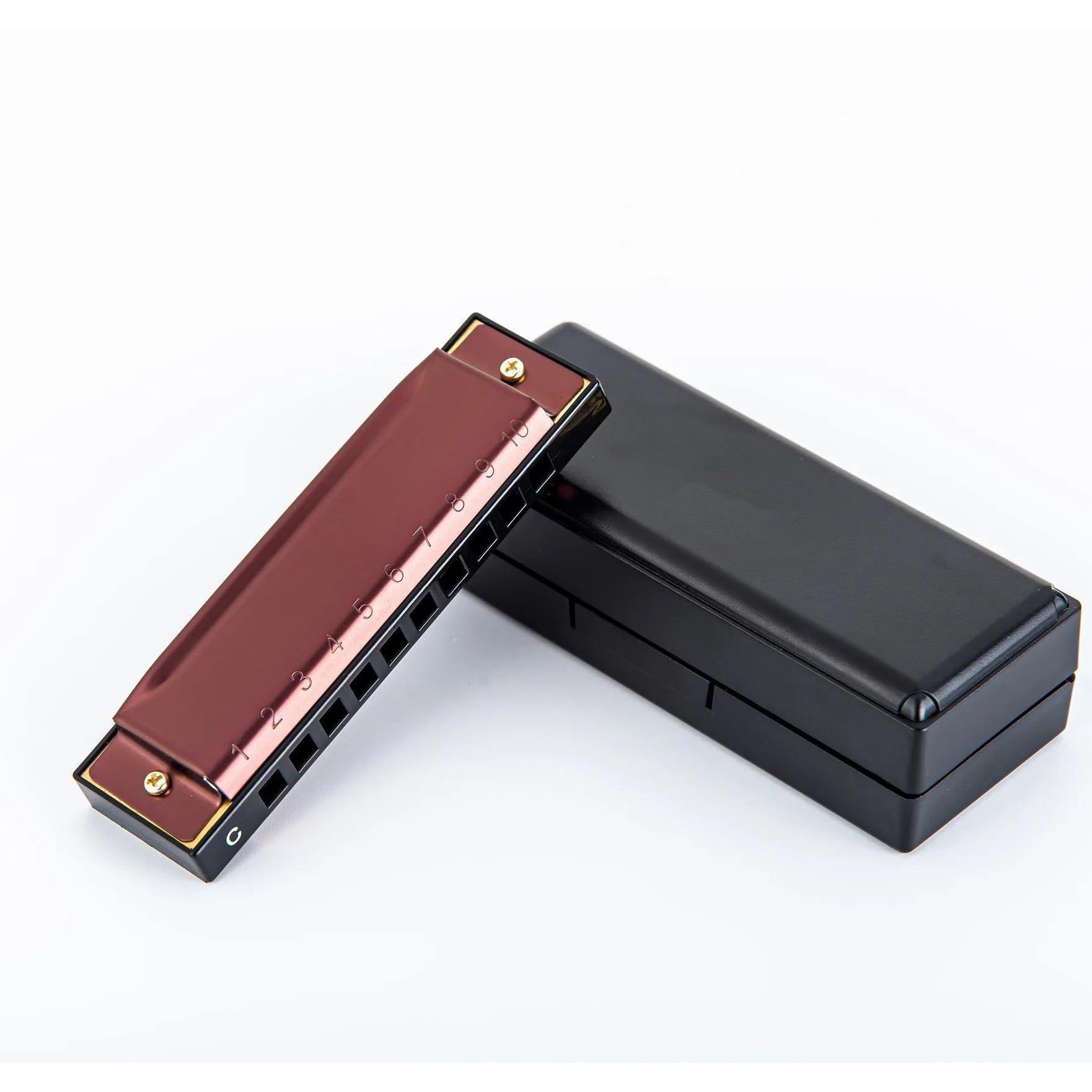 Armoniche a bocca 10 Buche 20 Tono Diatonic Amoncia In Acciaio Inossidabile Copri Più Importanti C In Armonica Personalizzata Con Custodia(Red)