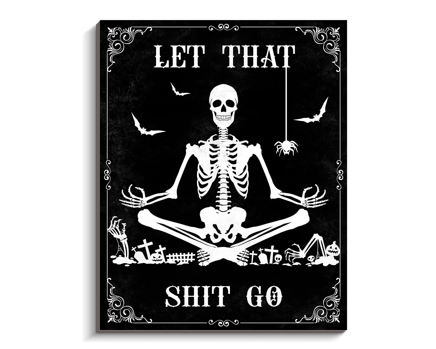 COLOR VALLEY ART - Black Bathroom Decor, Funny Bathroom Wall Art, Humorous Quote Wall Hanging Skull Wooden Print for Toilet-image-4