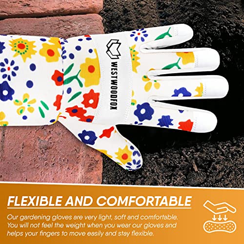 WESTWOOD FOX Leather Gardening Gloves Long Forearm Protection Sleeves Thorn Proof Work Gloves Rose Pruning Garden Safety Breathable Durable Thick Palm Gauntlet Gift for Men and Women (White - Image 3