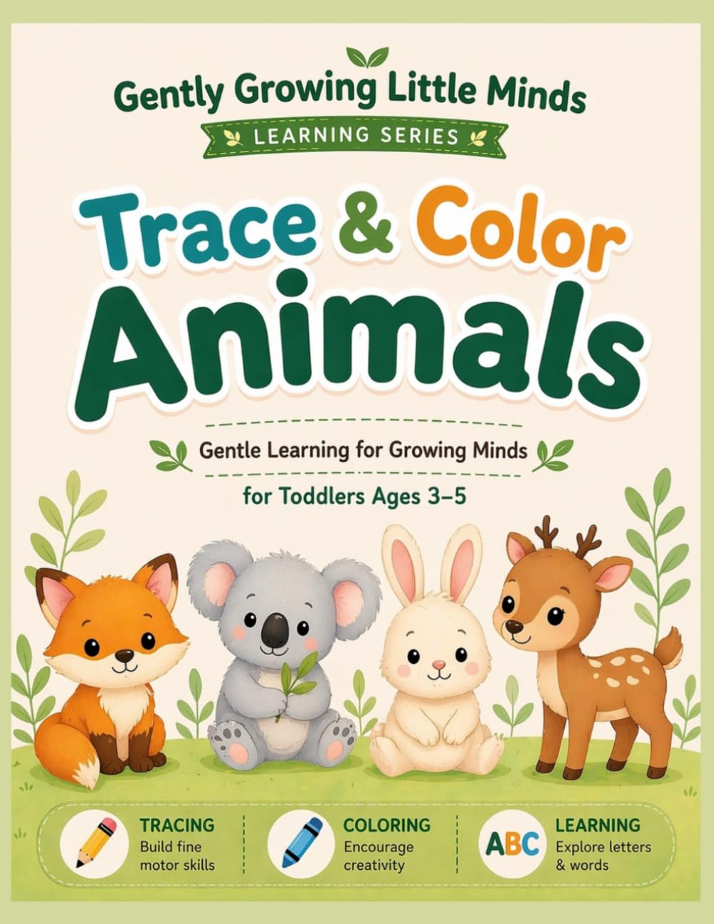 Trace & Color Animals: Gentle learning for Growing Minds. Toddler Activity Book Ages 3-5 (Gently Growing Little Minds)