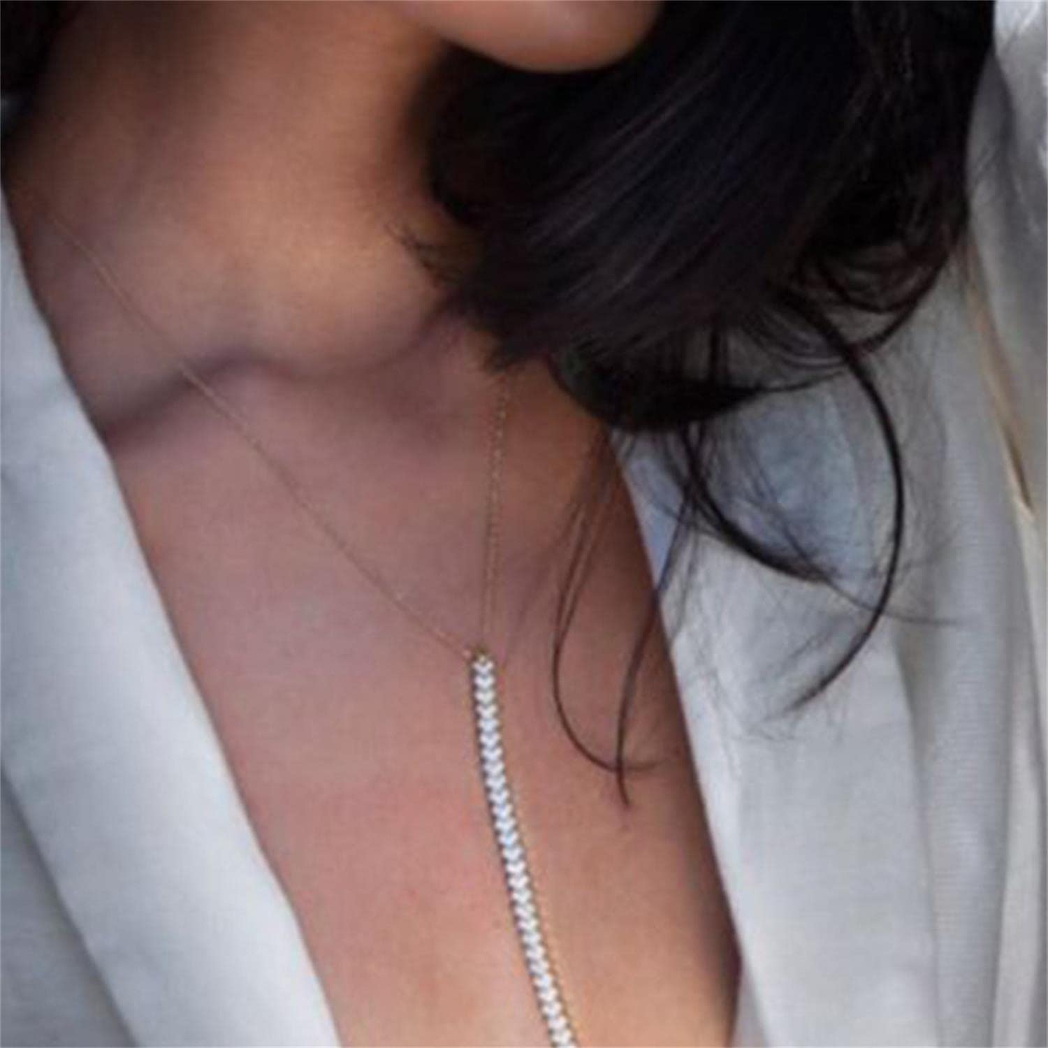 RWRAPS Sexy Kette für Damen, Brustkette, Diamanten, Strand-BH-Kette, Kristall, Bikini-Dessous, verzieren (Silber)