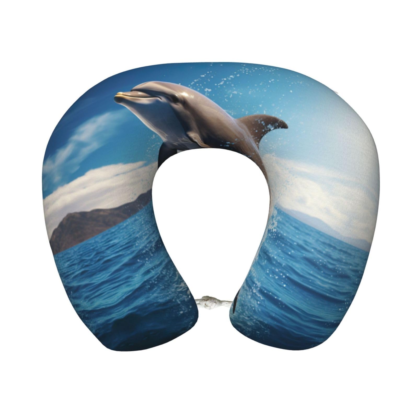 peiyeety Dolphins Print Custom U-Shaped Pillow,Memory Foam Cervical Neck Travel Pillow,for Home,Camping,Travelling