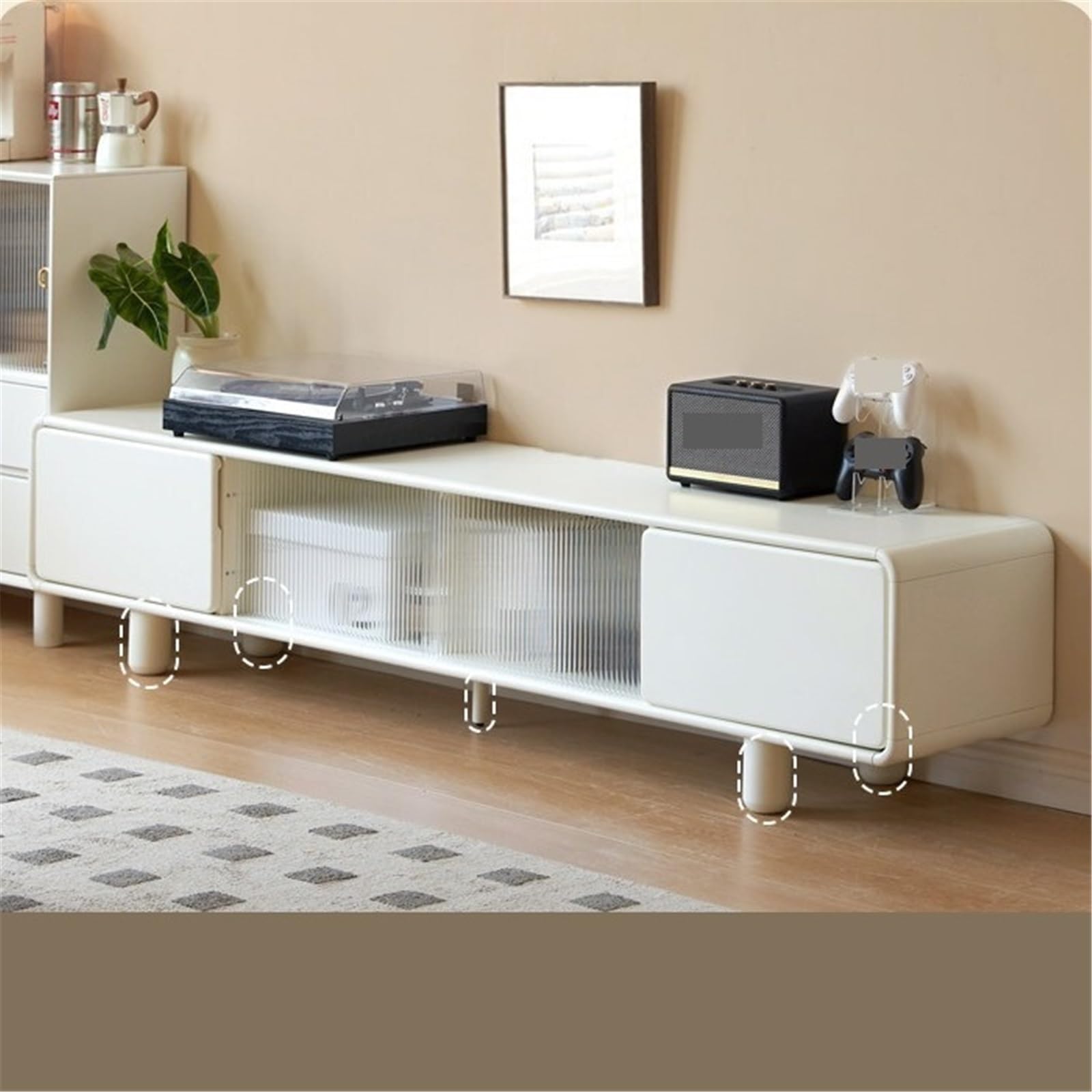 Home Mobile TV in legno portaoggetti for soggiorno Piccolo appartamento Tavolo bianco Tavolino TV