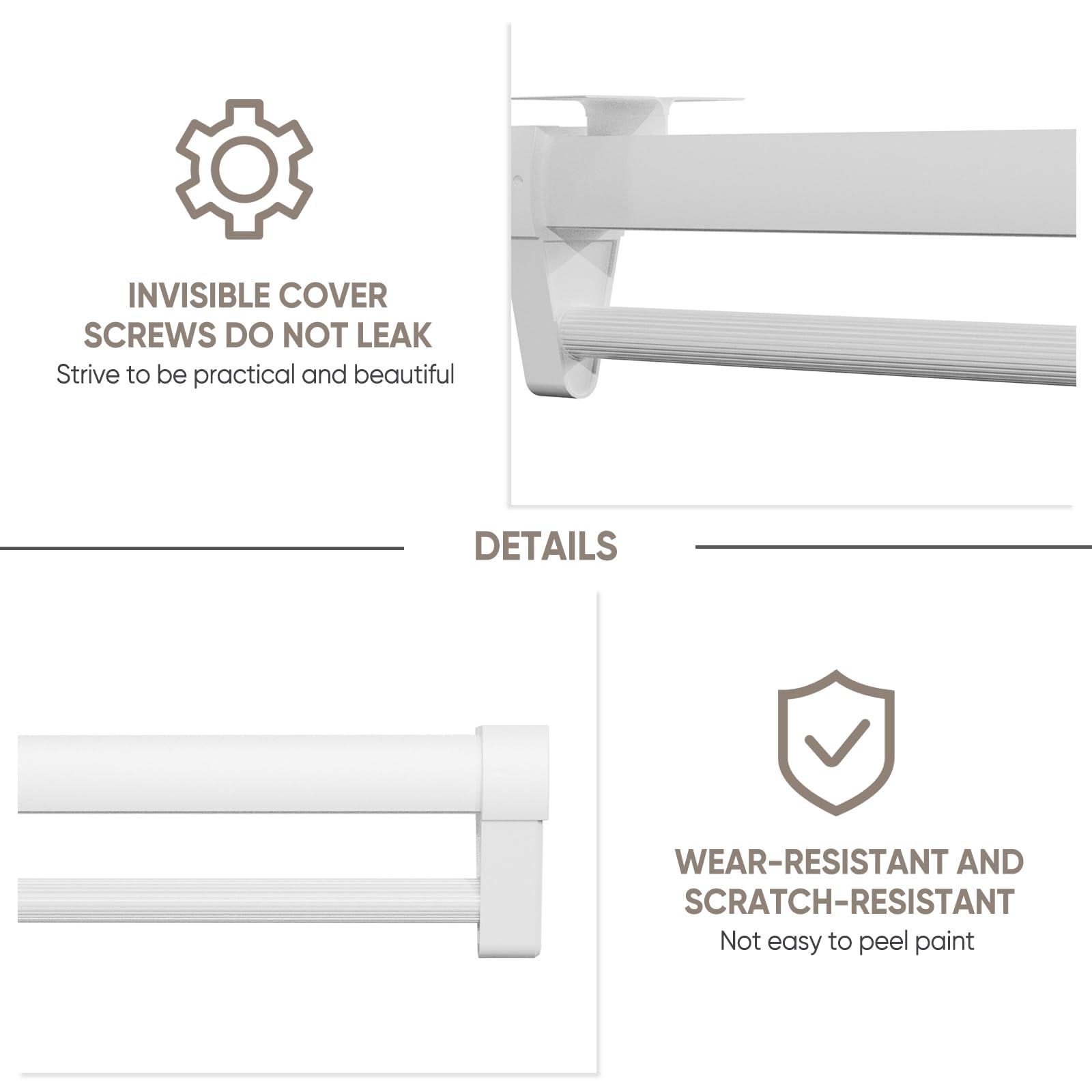 Uittrekbare kledingstang voor garderobekast, aluminiumlegering, robuuste verstelbare kledingstang, telescopische kledingstang, opslagruimte, besparen (grijs, 492 mm