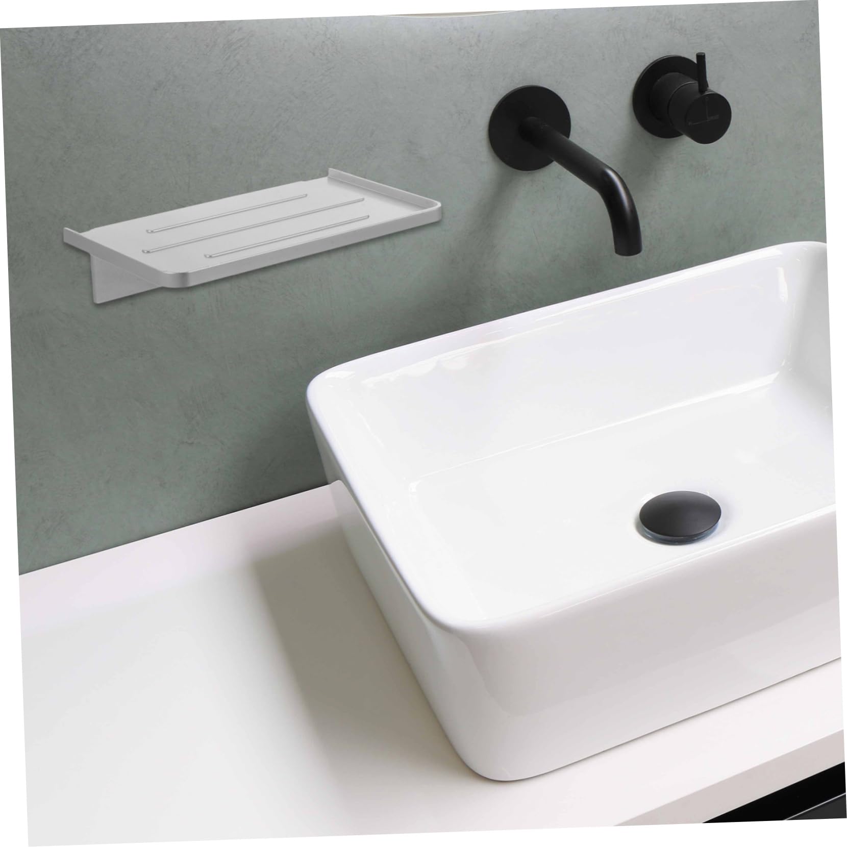 SHINEOFI 5 Pezzi Mensola per Telefono da Bagno Montata Muro Porta Telefono da Bagno Pratico e Moderno Design senza Forature per Organizzazione e Stile