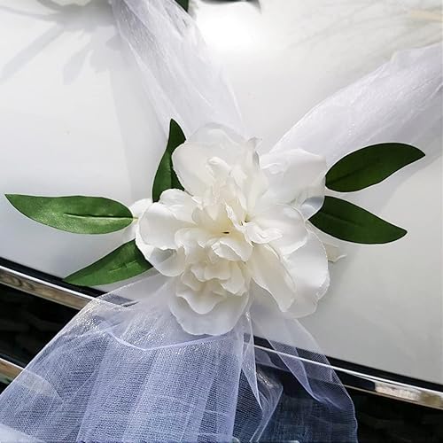 Miniatura 4 de Flor artificial de tul, con 9 cabezas florales falsas para decoración de automóvil, cinta para decoración de fiesta nupcial, accesorios de fotos,