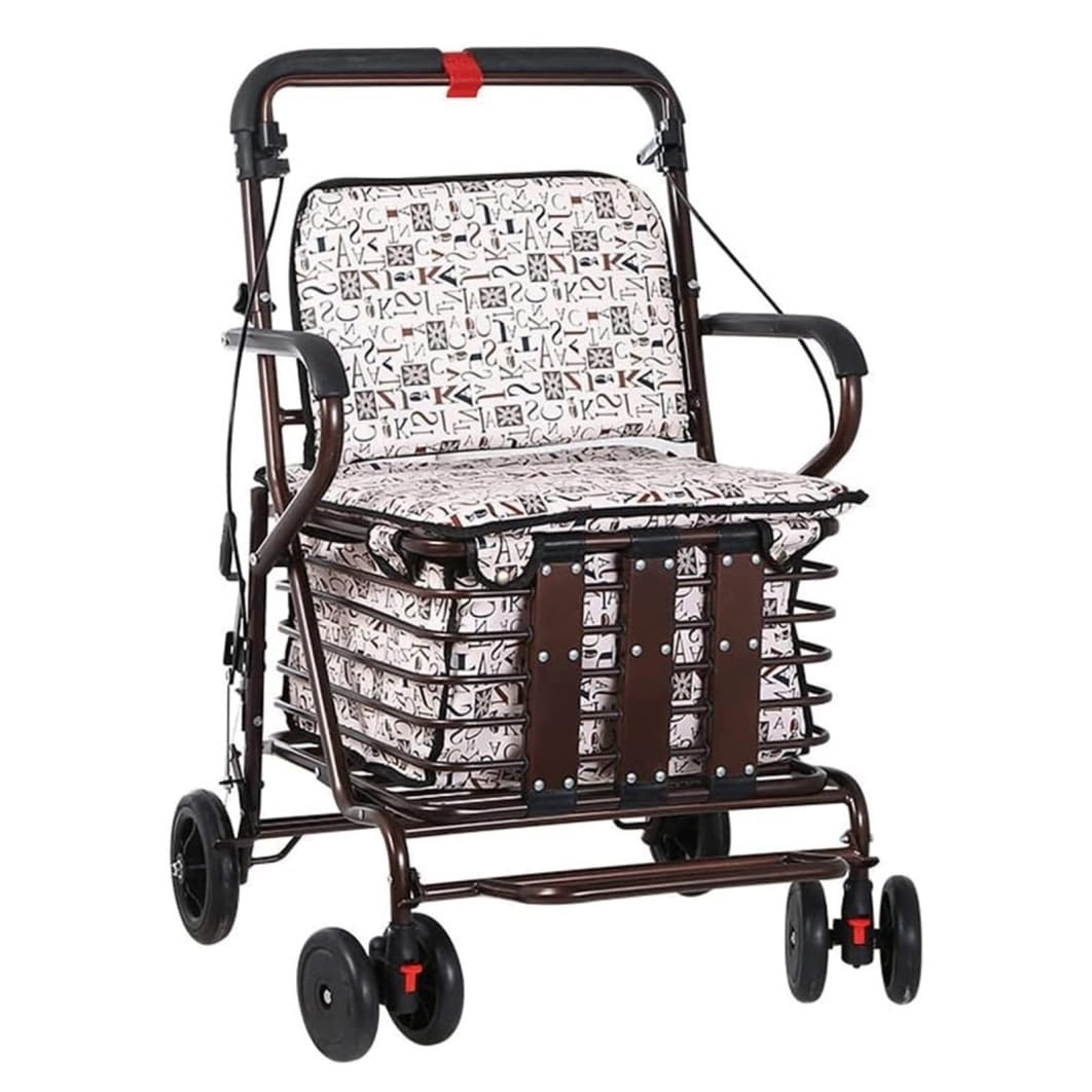 Carrello Spesa Carrello Deambulatore con Sedile E Ruote della Spesa Pieghevole per Anziani Rollator Portatile Leggero da Passeggio Carrelli Ruote | A