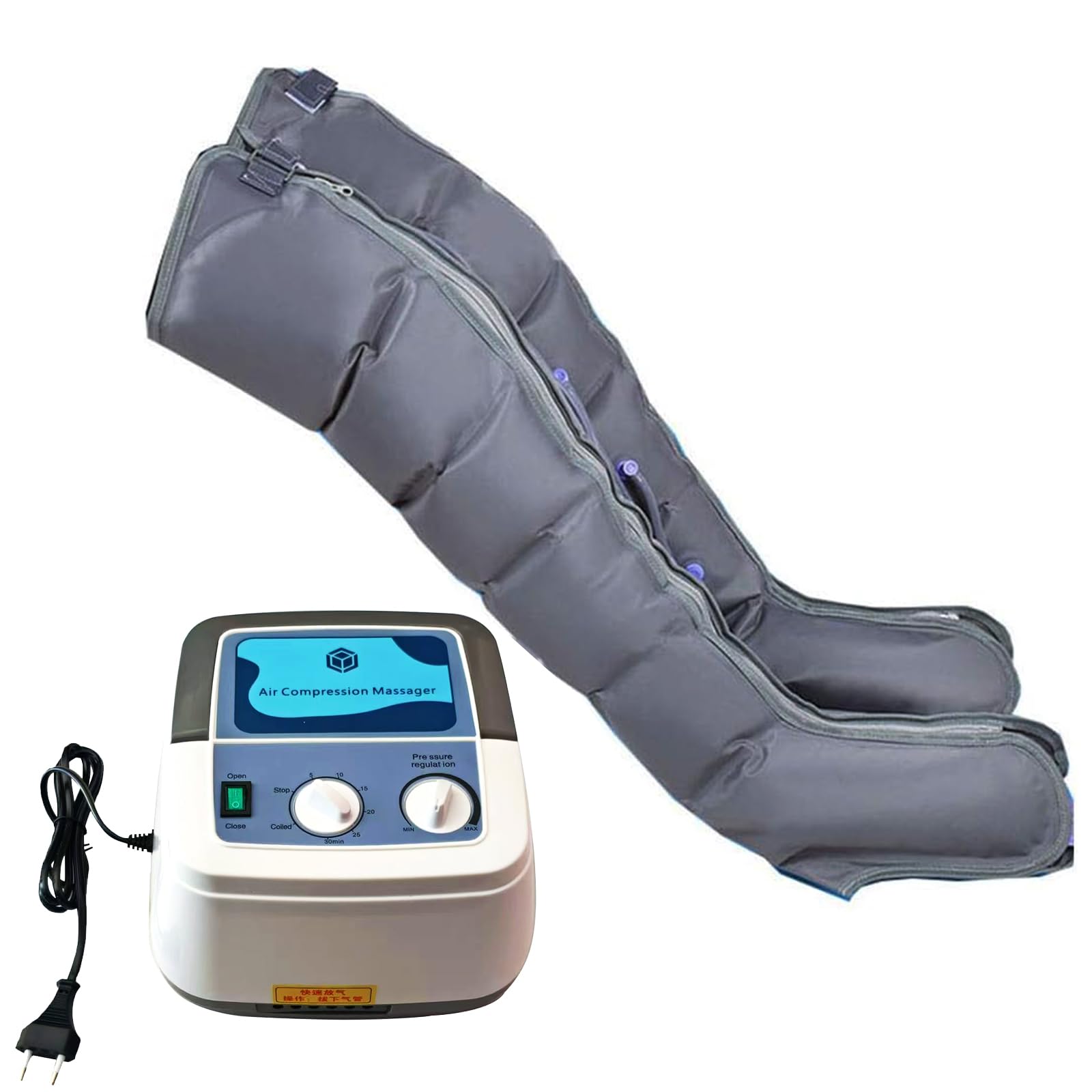 Masajeador de drenaje linfático, sistema de recuperación de botas de compresión de aire de presoterapia de 6 cámaras, 8 niveles de presión y función de temporización, compresión de circulación para