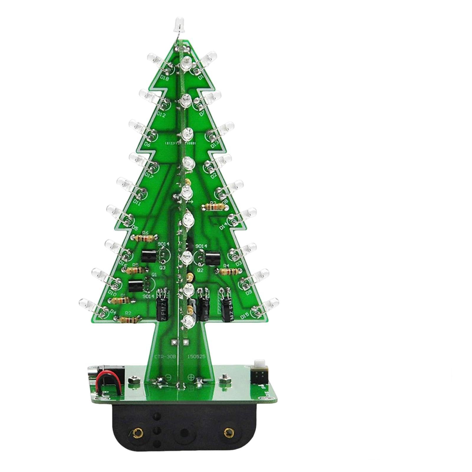 3D Christmas Tree LED DIY Soldering Kit, with Light Colorful Flash Circuit LED DIY Module PCB Board Educational Electronics Project for Beginners Teens Enthusiasts