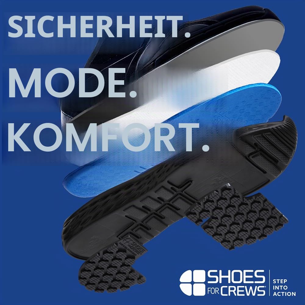 Shoes For Crews Unisex rutschhemmende Arbeitssneaker – Bequem, weiches Leder, Spritzschutz, OB E SRC, ideal für Gastronomie und Küchen für Kellner und Koch, Sicherheitsdienst, Einzelhandel – Condor II