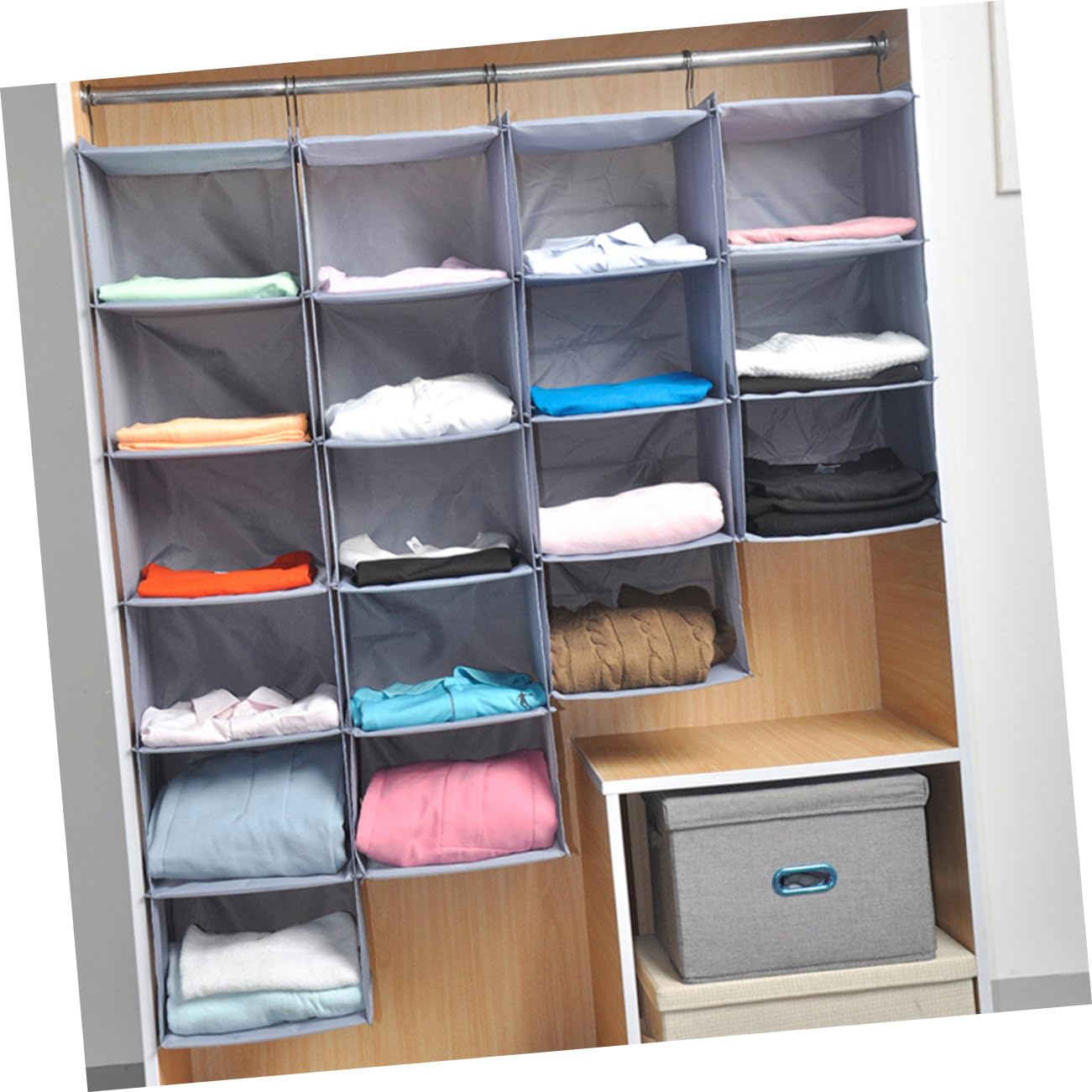 MAGICLULU Kleiderschrank Platzsparende Aufbewahrung Faltbar 4 Ebenen Hängeorganizer aus Polyester Waschbar für Kleidung im Schrank