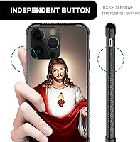 Vista 5 de Funda compatible con iPhone 14 Pro Max, funda de teléfono de Jesucristo para hombres y mujeres, marco de rosca antideslizante de TPU suave en cuatro