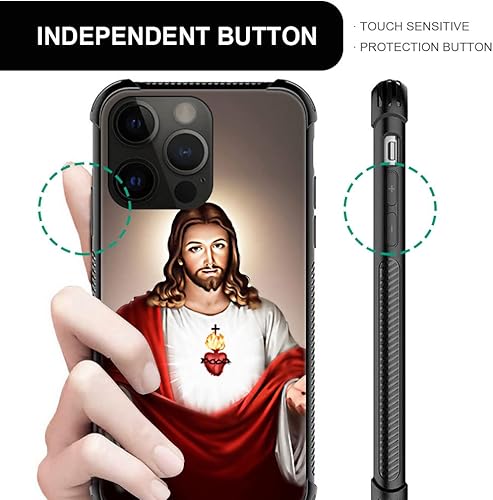 Miniatura 5 de Funda compatible con iPhone 14 Pro Max, funda de teléfono de Jesucristo para hombres y mujeres, marco de rosca antideslizante de TPU suave en cuatro