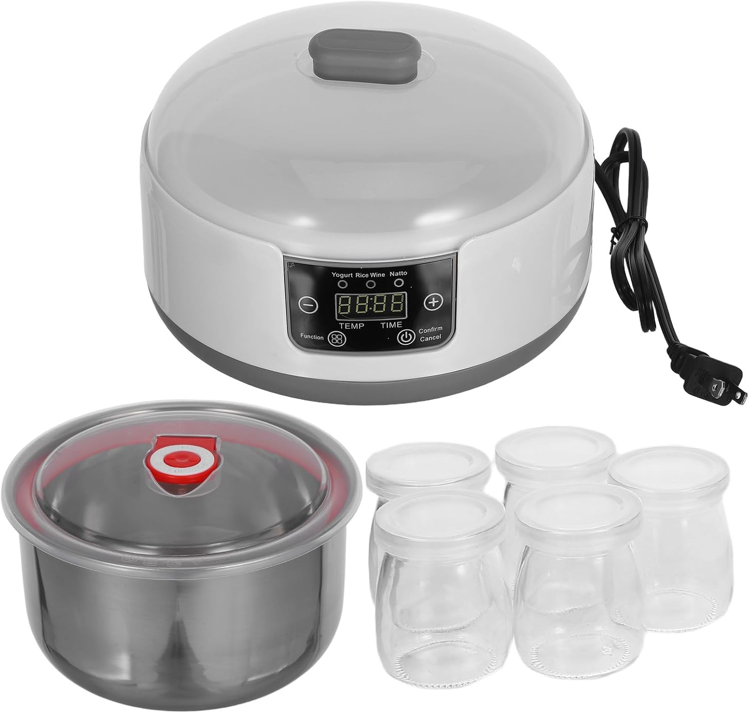 Electric Yogurt Maker 1.2l with Lcd Display and 36-hour Timer Automatic Digital Yogurt Fermentation Machine with Temperature Control for Homemade Use