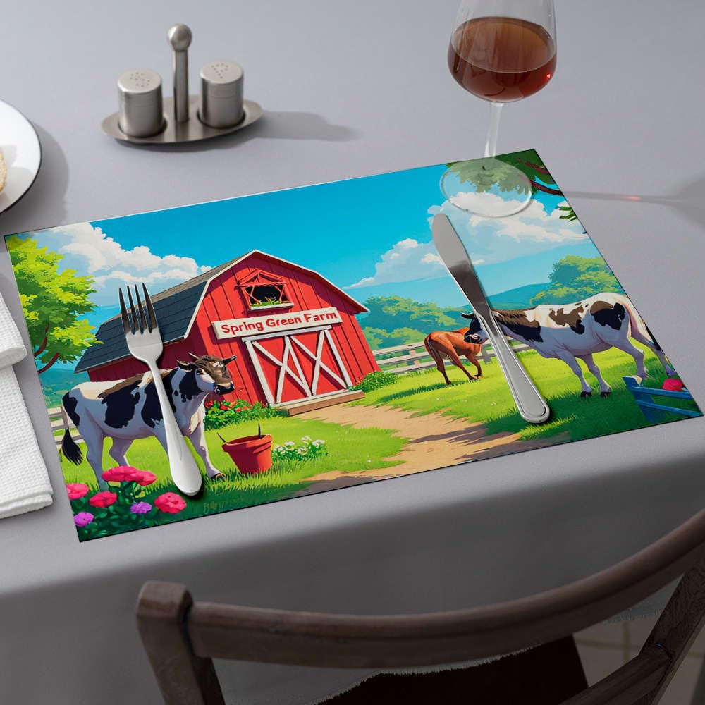 Sets de table dorés vaches de la ferme lot de 6 anti-chaleur