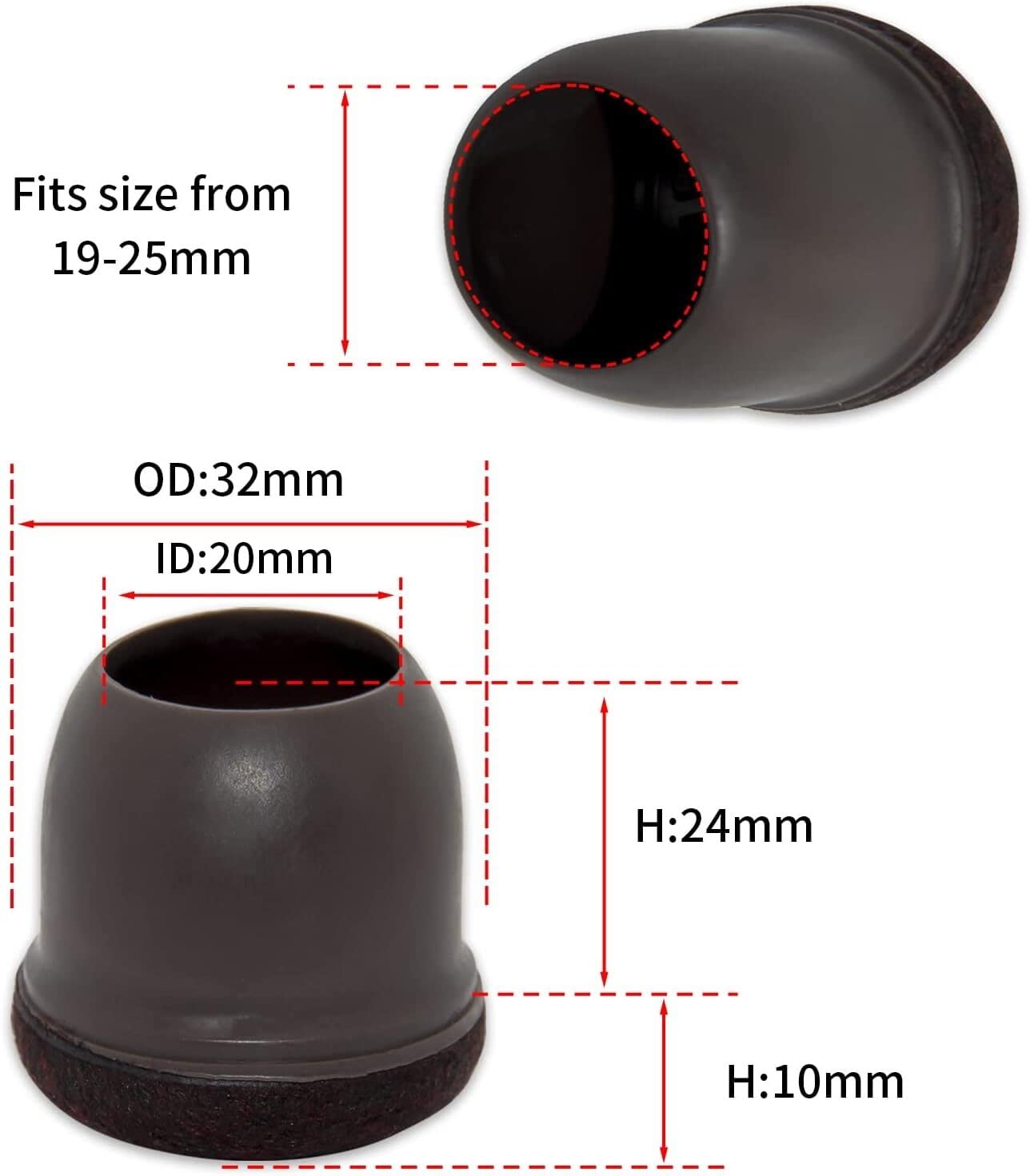 Tapas for muebles, fundas for patas de mesa, almohadillas de fieltro for muebles, 24 piezas de silicona for patas de sillas, fundas de fieltro, protectores for patas de muebles, almohadillas for patas