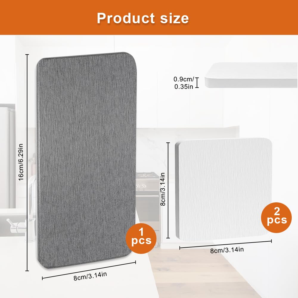 Set 3 Vassoi Assorbenti In Diatomite - Deumidificanti Per Bagno E Cucina - Bianco - Foto 11