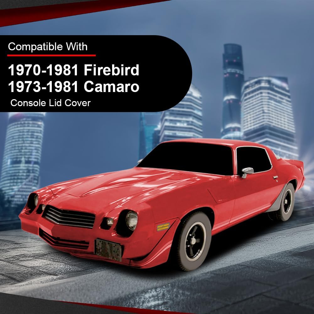 Console Lid Cover Compatible with Chevy Camaro 1973 1974 1975 1976 1977 1978 1979 1980 1981; Fit Pontiac Firebird 1970 1971 1972 1973 1974 1975 1976 1977 1978 1979 1980 1981 10019554 Black