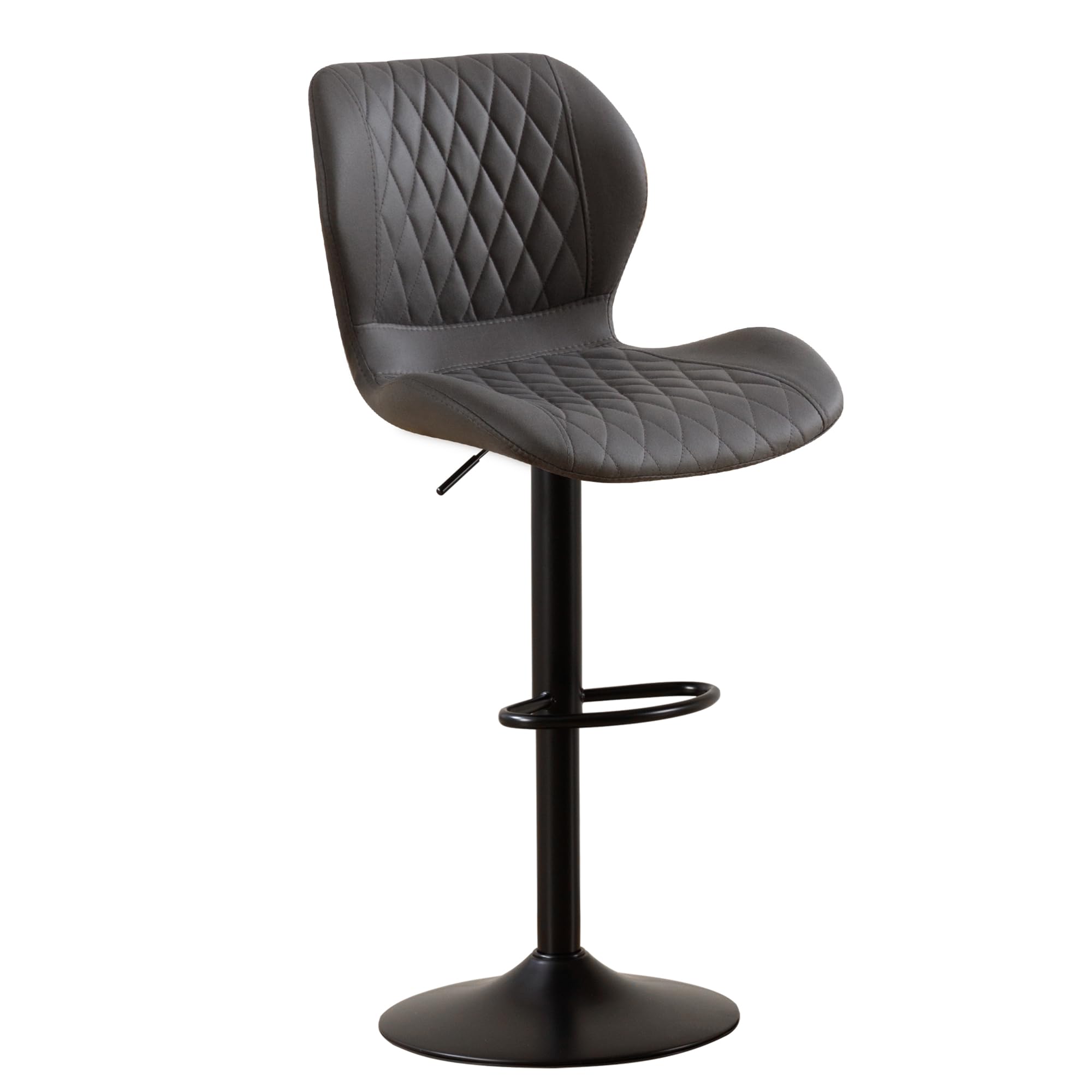 YUUIJOAA Adjustable Bar Stools, Upholstered Faux Leather Bar Stools, Counter Height Swivel Barstools with Back, Modern Counter Stool for Kitchen Island Coffee (Dark Grey, 1 PCS)