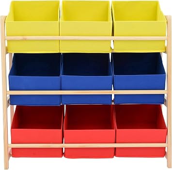 Children s Bookcase Organizer   Multifunctional Storage Rack with 9 Removable Storage Boxes, Toy Storage Box, Family Storage Unit for Bedroom, Playroom, or Study