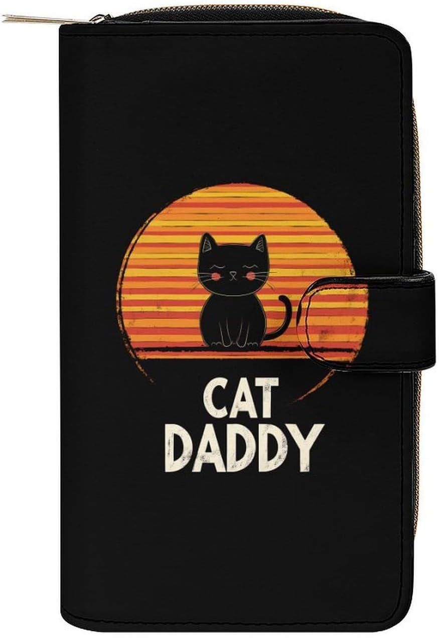 Cat Daddy Vintage Women's Long Wallet Leather Large Capacity Wristlet Clutch Purse Wallets