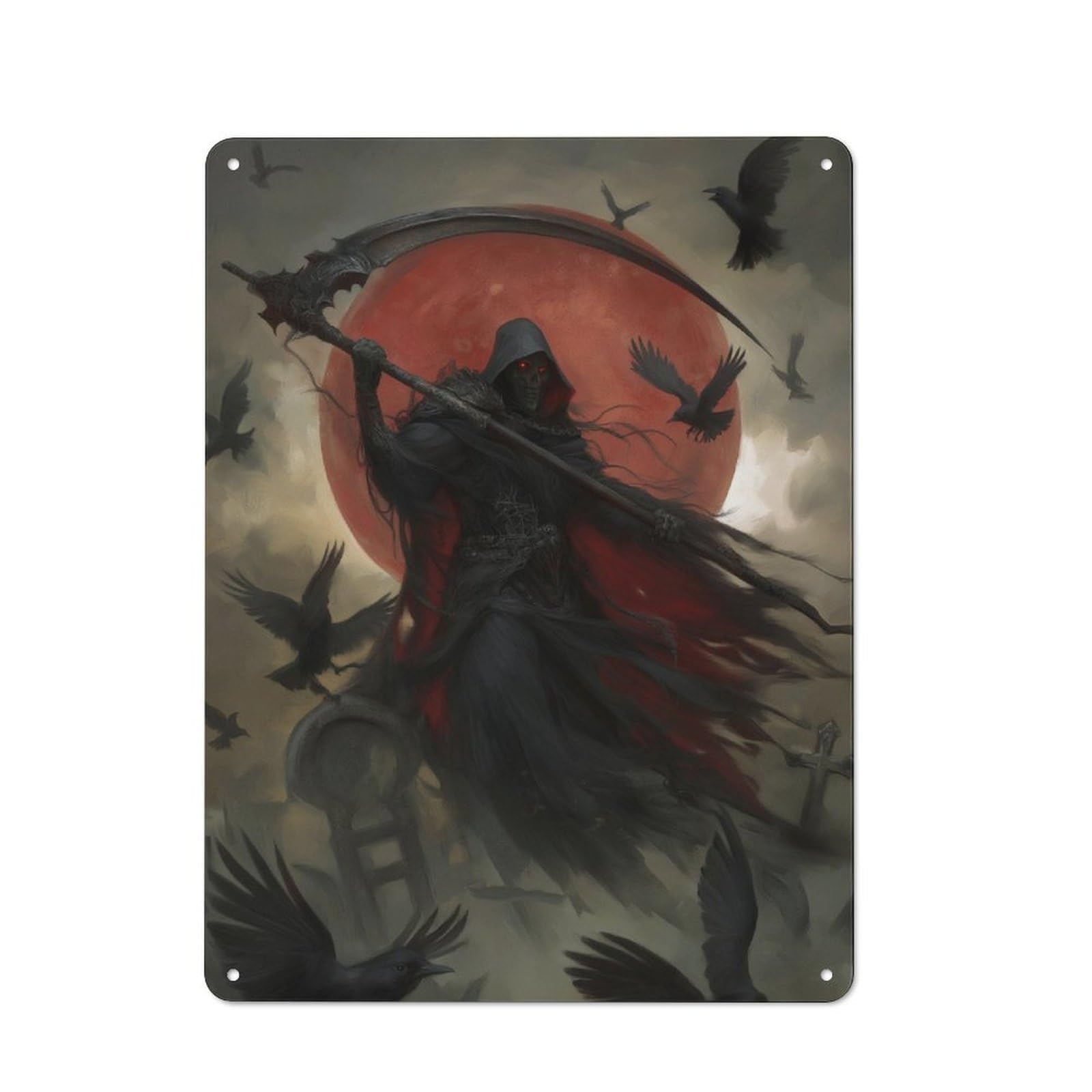 Junmoney Reaper's Wrath Tin Wall Plaque 40X30cm With For Studio Or Craft Room, For Cooler-Season Styling In Studio And Craft Room