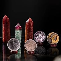 Vista 17 de AMOYSTONE Bola de aventurina azul Natural Cuarzo Cuarzo Cristal Esfera Piedra Bola con Base de Madera