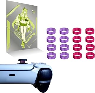 日本製スティック保護リング シリコンリング プロコン PS4 PS5 スティック保護リング ドリフト現象防止 簡単装着 エイム向上 アクセサリー コントローラー粉吹き 削れ防止 リング2色各８合計個16個入り(パープル＆ピンク)