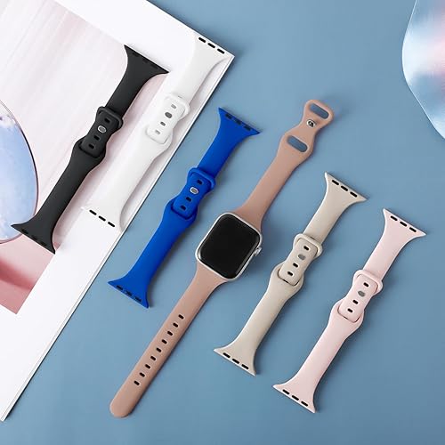 Miniatura 9 de Paquete de 6 correas delgadas compatibles con Apple Watch de 1.496 in 1.575 in 1.614 in 1.654 in 1.732 in 1.772 in 1.929 in, correa deportiva de