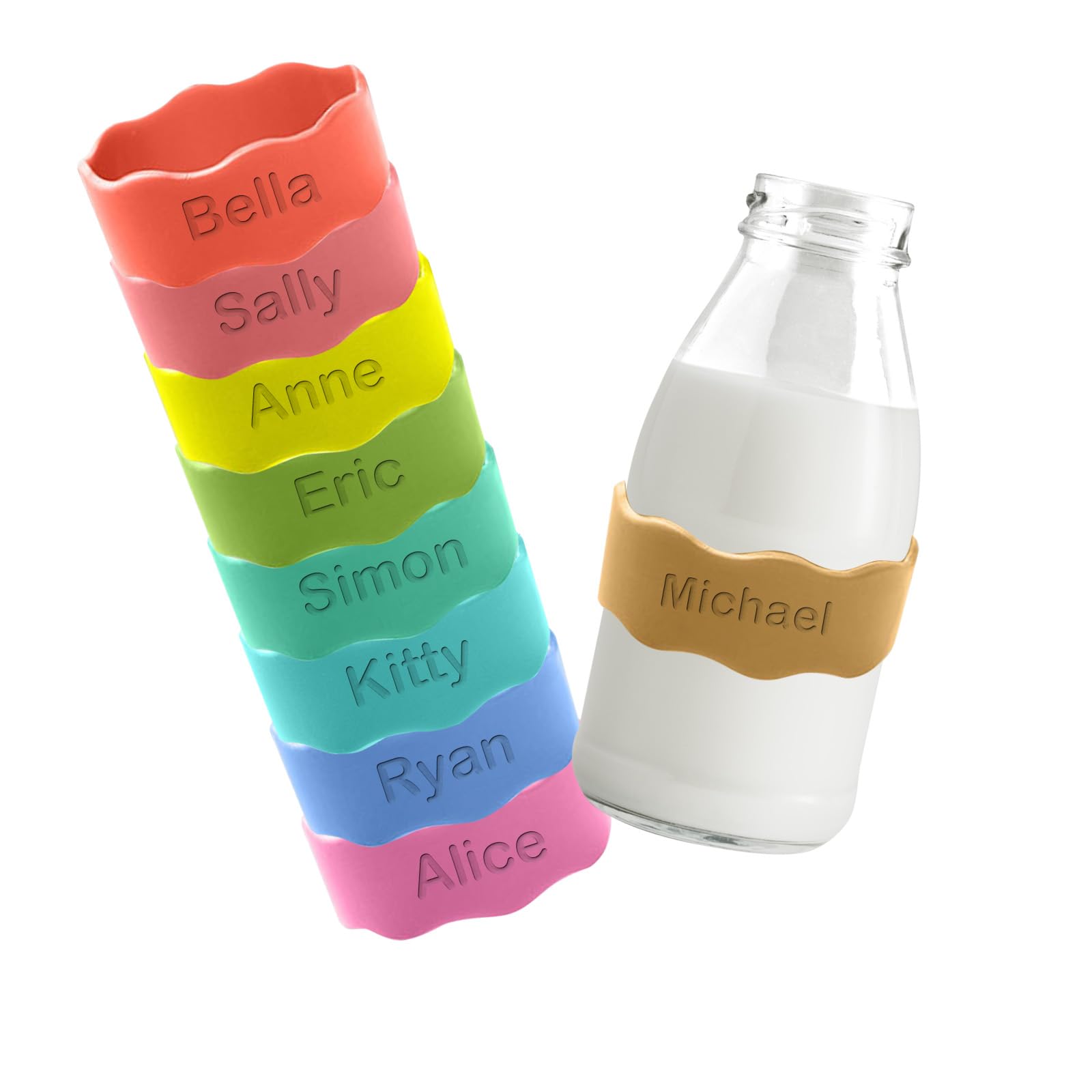 Personalized 3PCS Bottle Labels Customized Bottle Tags for Bottles Thermal Protection Silicone Name Bands for Daycare Reusable Water Bottle Labels for New Mom Birthday Gift