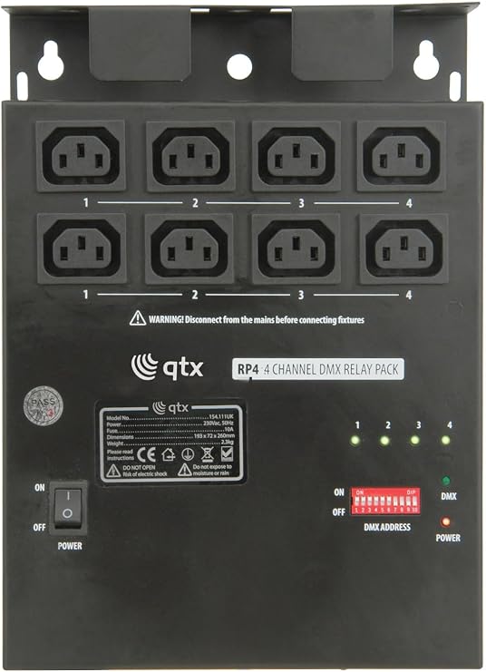 QTX | 4 Channel DMX Relay Pack RP4 PErfect for Low Voltage LED Lighting Effects
